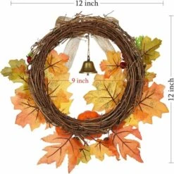 DENUOTOP Plante Artificielle Couronne D'automne Artificielle De 30 Cm, Couronne D'érable Pour La Porte D'entrée Couronne De Porte En Feuille D'érable Avec Cloche 10 DENUOTOP Plante Artificielle Couronne D'automne Artificielle De 30 Cm, Couronne D'érable Pour La Porte D'entrée Couronne De Porte En Feuille D'érable Avec Cloche -Pas Cher Flore Calme Magasin 60005077 4