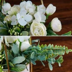 Fleurs Artificielles Avec Pot Plantes Artificielles Bonsaï Fleurs En Vase En Céramique Fleurs Plastique Fausse Plantes Pour Décoration De La Maison (Blanc) -Pas Cher Flore Calme Magasin 63799614 5