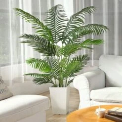 Lot De 2 Plantes Artificielles Deco Areca Palmier 150cm Fausse Plante Interieur Exterieur En Pot Plastique Salon Balcon Verte Déco -Pas Cher Flore Calme Magasin 65109155 4
