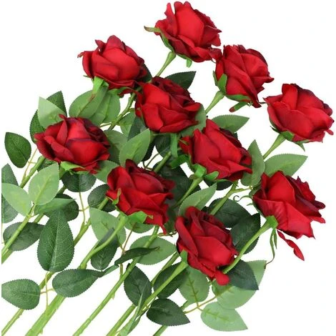10 Pi��ces Artificielle Roses De Faux Bouquets Floraux Pour La D��coration De Mariage Maison D��coration De F��te D'anniversaire Jardin D��cor (Rouge Fonc�� - Roses ��panouies) 3 10 Pi��ces Artificielle Roses De Faux Bouquets Floraux Pour La D��coration De Mariage Maison D��coration De F��te D'anniversaire Jardin D��cor (Rouge Fonc�� - Roses ��panouies)