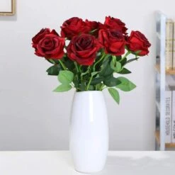 10 Pi��ces Artificielle Roses De Faux Bouquets Floraux Pour La D��coration De Mariage Maison D��coration De F��te D'anniversaire Jardin D��cor (Rouge Fonc�� - Roses ��panouies) 9 10 Pi��ces Artificielle Roses De Faux Bouquets Floraux Pour La D��coration De Mariage Maison D��coration De F��te D'anniversaire Jardin D��cor (Rouge Fonc�� - Roses ��panouies) -Pas Cher Flore Calme Magasin 66977326 3