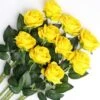 10 Pi��ces Artificielle Roses Fleurs De Faux Bouquets Floraux Pour La D��coration De Mariage Maison D��coration De F��te D'anniversaire Jardin D��cor ( Jaune - Roses ��panouies )