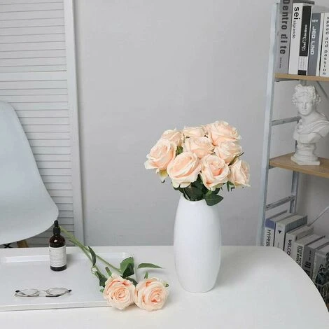 Artificiel Soie Rose Fleurs Tige Unique Une Fausse Rose Réaliste Pour Le Bouquet De Mariage Arrangements Floraux Décoration, 10pcs (Champagne) 5 Artificiel Soie Rose Fleurs Tige Unique Une Fausse Rose Réaliste Pour Le Bouquet De Mariage Arrangements Floraux Décoration, 10pcs (Champagne) – Image 3