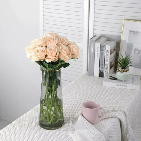 Artificiel Soie Rose Fleurs Tige Unique Une Fausse Rose Réaliste Pour Le Bouquet De Mariage Arrangements Floraux Décoration, 10pcs (Champagne) 7 Artificiel Soie Rose Fleurs Tige Unique Une Fausse Rose Réaliste Pour Le Bouquet De Mariage Arrangements Floraux Décoration, 10pcs (Champagne) – Image 5