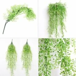 Plante Fleurie Artificielle， Lierre Vigne Plante Artificielle Intérieur Exterieur Fleur Artificielles Pour Décoration Murale Et Jardin-85cm Fontainebleau Lot De 2 Vert Blanc -Pas Cher Flore Calme Magasin 71335300 4