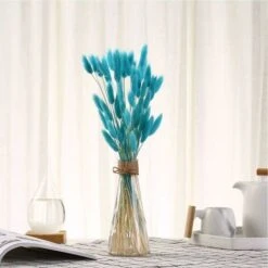 READCLY-50 Pcs Herbe De La Pampa Fleurs Séchées Ne Se Fanent Jamais Fleur Sechees Décoration Naturelle Boheme Fleurs Déco Anniversaire Décoration Mariage Décoration Maison (Bleu Tiffany Clair) -Pas Cher Flore Calme Magasin 71907796 4