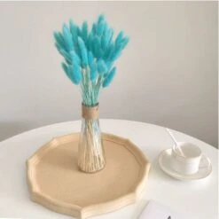 READCLY-50 Pcs Herbe De La Pampa Fleurs Séchées Ne Se Fanent Jamais Fleur Sechees Décoration Naturelle Boheme Fleurs Déco Anniversaire Décoration Mariage Décoration Maison (Bleu Tiffany Clair) -Pas Cher Flore Calme Magasin 71907796 5