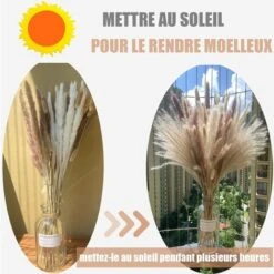 Herbe De La Pampa Naturelle Séchée 80pcs，15Pcs Blanc 15Pcs Brun 30Pcs Roseau 20Pcs Queue De Lapin, Bouquet De Fleurs Séchées Pour La Décoration De La Maison, Du Mariage Et Du Style Boho -Pas Cher Flore Calme Magasin 72512346 4