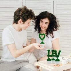 Ensemble De Topiaires D'amour De La Saint-Valentin Plantes Artificielles Jardinière Sculptée En Fausse Haie Décorative -Pas Cher Flore Calme Magasin 74955815 3