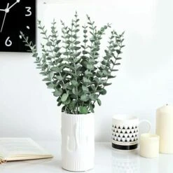 YIDOMDE 12pcs Branches D'eucalyptus Artificielle Faux Eucalyptus Feuilles Simulation Vert Feuilles D'eucalyptus Branches Pour Mariage Maison Cuisine Bureau -Pas Cher Flore Calme Magasin 75723352 4