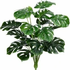 Feuilles De Palmier Artificielles Plantes Faux Faux Monstera Tortue Feuille Tropicale Grand Palmier Feuilles Plante Extérieure Plantes En Plastique Résistant Aux UV (Vert)