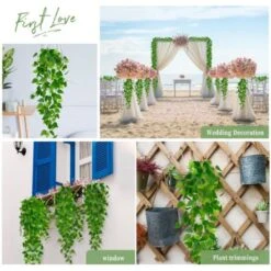 Faux Plantes,Lierre Artificielle Plantes Guirlande Vigne 4 Pièces Faux Lierre Artificielle Guirlande Décoration Pour Célébration, Mariage, Cuisine, Jardin, Bureau [Classe énergétique A+++] -Pas Cher Flore Calme Magasin 76456048 5