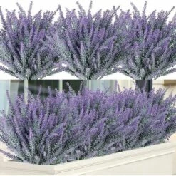 Paquet De 12 Fausses Fleurs Artificielles Lavande Violet Plastique Fausses Fleurs Pour La Maison Mariage Cuisine Jardin Patio Fenêtre Bureau Table Centres De Table Ind