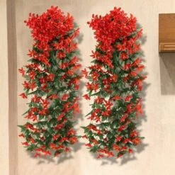 2Pcs Plantes Suspendues Artificielles Sayuri Rotin Ivy Vigne Plante Tombante Plantes Artificielles Vigne Hanging Plantes Artificielles Extérieur Pour Mariage Balcon Cuisine Jardin (Rouge) -Pas Cher Flore Calme Magasin 78741775 3