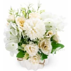 Fleurs Artificielles Avec Sans Vase, Fausse Arrangements Fleurs Roses Hortensia, Fausses Fleurs Plantes Artificielle Pour Décoration Maison, Table Mariage, Fenêtre, Salon, ChambreCoucher, Bureau - Bla