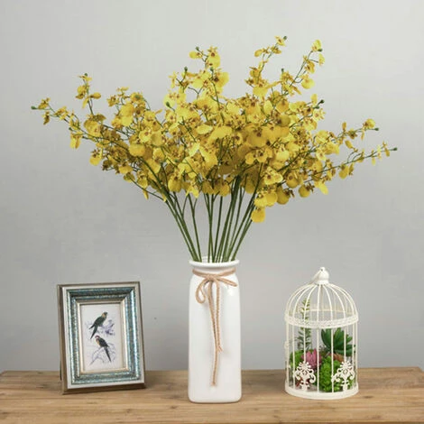 Fausse Fleur Artificielle Jaune En Pot Zen Décoration De La Maison Décoration En Plastique Bouquet Unique Paon Dansant Orchidée BL28362 Jaune Grande Branche 7 Fausse Fleur Artificielle Jaune En Pot Zen Décoration De La Maison Décoration En Plastique Bouquet Unique Paon Dansant Orchidée BL28362 Jaune Grande Branche – Image 5