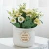Bonsaï Artificiel,Plante Artificielle En Pot De Marguerite ,Ornements Décoratifs Pour La Maison, Intérieur, Mariage Extérieur Et Intérieur, Bureau（Blanc） -Pas Cher Flore Calme Magasin 80589109 1