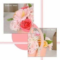 Fleur De Savon Boite, Bouquet De Fleurs En Savon Avec Panier, Rose Savon Artificielle, Beauté Éternelle, Créateur De Romance, Cadeau Créatif Pour Fête Des Mères Saint-Valentin (Rose) -Pas Cher Flore Calme Magasin 80957284 3