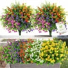 HDAOU Lot De 15 Bouquets De Fleurs Artificielles Pour Extérieur Intérieur - Résistantes Aux UV 5 Couleurs Plantes En Plastique Pour Maison -Pas Cher Flore Calme Magasin 81296806 1