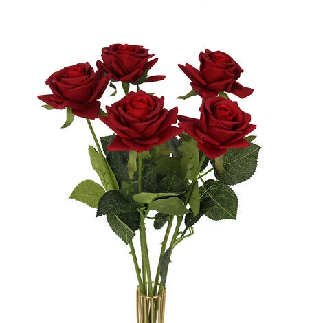 Lot De 5 Pcs Fleurs Artificielles Roses Rouges Fleurs Fausses Longue Tige Roses Artificielles Pour Décorations (43cm,Rouge) 5 Lot De 5 Pcs Fleurs Artificielles Roses Rouges Fleurs Fausses Longue Tige Roses Artificielles Pour Décorations (43cm,Rouge) – Image 3