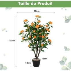 COSTWAY Plante Artificielle En Pot 100CM/Fausse Camélia 37 Têtes Avec Galets De Fleurs De Pluie-Résistantes Aux UV/Décoration Réaliste Et Moderne Pour Salon Balcon Chambre Bureau -Pas Cher Flore Calme Magasin 83170600 5