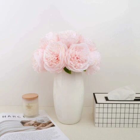 SVKBJROY 1 Bouquets De Pivoines Artificielles, 5 Têtes De Pivoine En Soie Fausse Fleur Pour La Décoration De Rebord De Fenêtre D'hôtel De Bureau à Domicile De Mariage, Rose Clair 7 SVKBJROY 1 Bouquets De Pivoines Artificielles, 5 Têtes De Pivoine En Soie Fausse Fleur Pour La Décoration De Rebord De Fenêtre D'hôtel De Bureau à Domicile De Mariage, Rose Clair – Image 5
