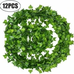Lot De 12 Guirlandes De Lierre Artificiel à Suspendre Pour Maison, Cuisine, Jardin, Bureau, Mariage, Décoration Murale - Vert -Pas Cher Flore Calme Magasin 83693851 2