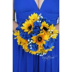 Lot De 10 Roses Artificielles En Soie Pour Décoration D'intérieur Bleu -Pas Cher Flore Calme Magasin 83693969 5