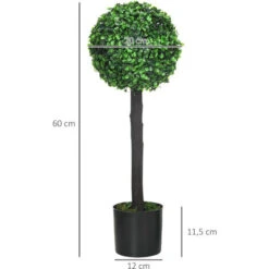 HOMCOM Lot De 2 Buis Artificiels Topiaires Artificielles En Forme De Boule Dim. Ø 20 X 60H Cm Pots Inclus -Pas Cher Flore Calme Magasin 83735143 3