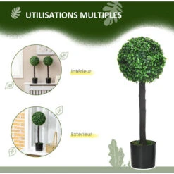 HOMCOM Lot De 2 Buis Artificiels Topiaires Artificielles En Forme De Boule Dim. Ø 20 X 60H Cm Pots Inclus -Pas Cher Flore Calme Magasin 83735143 5