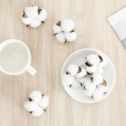 Fleur De Coton Naturelle Tête De Fleurs Séchées Coton Decoration Blanc Ave Tige Courte Pour Hiver Noël DIY Mariage Couronne Artisanat Maison Cadeau Style Ferme 6.5cm 50Pcs -Pas Cher Flore Calme Magasin 83753083 4