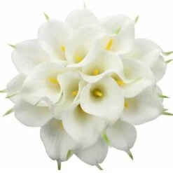Lot De 9 Lys Calla Artificiels Au Toucher Réaliste Pour Mariage, Bureau, Maison, Cuisine, Décoration De Fête, événement, Décoration (Blanc) -Pas Cher Flore Calme Magasin 83867684 3