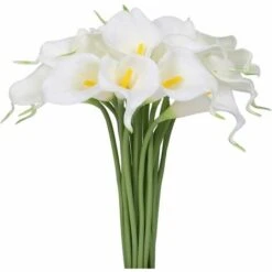 Lot De 9 Lys Calla Artificiels Au Toucher Réaliste Pour Mariage, Bureau, Maison, Cuisine, Décoration De Fête, événement, Décoration (Blanc) -Pas Cher Flore Calme Magasin 83867684 4