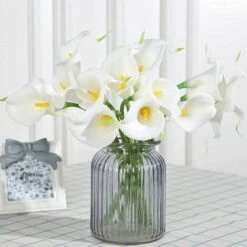 Lot De 9 Lys Calla Artificiels Au Toucher Réaliste Pour Mariage, Bureau, Maison, Cuisine, Décoration De Fête, événement, Décoration (Blanc) -Pas Cher Flore Calme Magasin 83867684 5