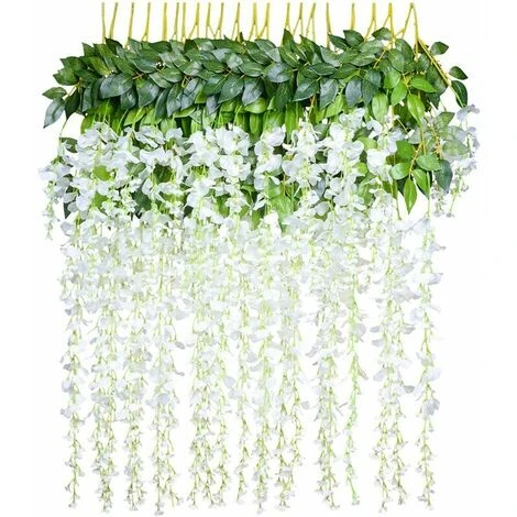 Fleurs Artificielles , Glycine Artificielle, Décoration D'intérieur, Chaque Brin Mesure 110 Cm De Long, Soie (blanc) 3 Fleurs Artificielles , Glycine Artificielle, Décoration D'intérieur, Chaque Brin Mesure 110 Cm De Long, Soie (blanc)