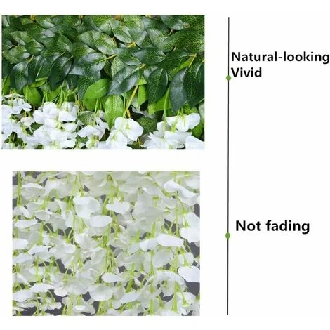 Fleurs Artificielles , Glycine Artificielle, Décoration D'intérieur, Chaque Brin Mesure 110 Cm De Long, Soie (blanc) 7 Fleurs Artificielles , Glycine Artificielle, Décoration D'intérieur, Chaque Brin Mesure 110 Cm De Long, Soie (blanc) – Image 5