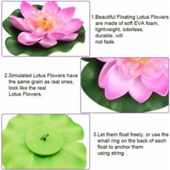 DHKLFA 5 Pièces Nénuphar Artificiel Nénuphar Flottant Nénuphar Plantes étang Rose 10cm Différentes Couleurs EVA Mousse Fleurs Fleur De Lotus Pour Aquarium Terrasse Jardin Piscine Jardin étan -Pas Cher Flore Calme Magasin 86521132 3