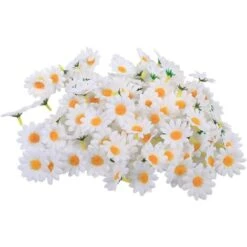 100 PCS Gerbera Daisy Fleurs Artificielles Tissu Têtes De Fleurs Pour DIY Fête De Mariage DIY Décoration Artisanat (Blanc)