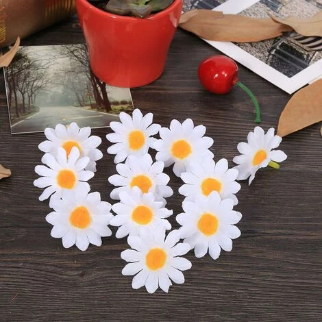 100 PCS Gerbera Daisy Fleurs Artificielles Tissu Têtes De Fleurs Pour DIY Fête De Mariage DIY Décoration Artisanat (Blanc) 4 100 PCS Gerbera Daisy Fleurs Artificielles Tissu Têtes De Fleurs Pour DIY Fête De Mariage DIY Décoration Artisanat (Blanc) – Image 2
