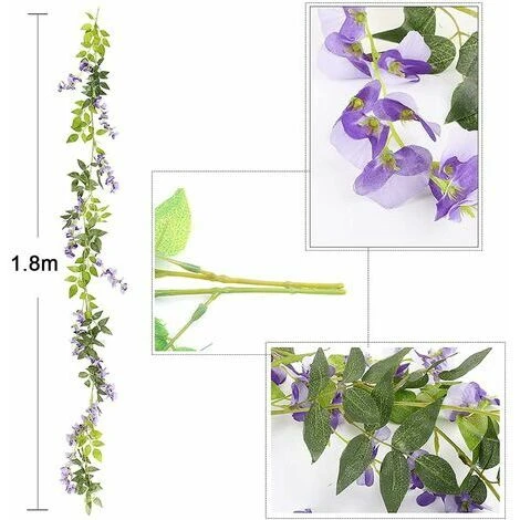 Vignes Artificielles De Glycine, Fausses Fleurs En Soie Suspendues Guirlandes Artificielles De Plantes De Vigne Jardin Mur Extérieur Verdissement Jungle Fête Mariage Arche Décoration Florale 4 Vignes Artificielles De Glycine, Fausses Fleurs En Soie Suspendues Guirlandes Artificielles De Plantes De Vigne Jardin Mur Extérieur Verdissement Jungle Fête Mariage Arche Décoration Florale – Image 2
