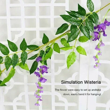 Vignes Artificielles De Glycine, Fausses Fleurs En Soie Suspendues Guirlandes Artificielles De Plantes De Vigne Jardin Mur Extérieur Verdissement Jungle Fête Mariage Arche Décoration Florale 7 Vignes Artificielles De Glycine, Fausses Fleurs En Soie Suspendues Guirlandes Artificielles De Plantes De Vigne Jardin Mur Extérieur Verdissement Jungle Fête Mariage Arche Décoration Florale – Image 5