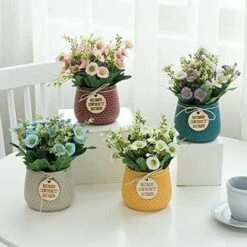 YOIURT Bonsaï Artificiel,Plante Artificielle En Pot De Marguerite ,Ornements Décoratifs Pour La Maison, Intérieur, Mariage Extérieur Et Intérieur, Bureau（Bleu） -Pas Cher Flore Calme Magasin 87918593 5