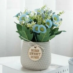 YOIURT Bonsaï Artificiel,Plante Artificielle En Pot De Marguerite ,Ornements Décoratifs Pour La Maison, Intérieur, Mariage Extérieur Et Intérieur, Bureau(Gris)