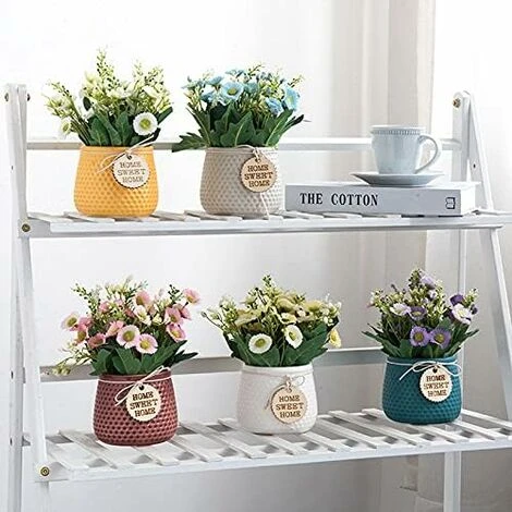 Artificielle Faux Fleurs,Plante Artificielle Interieur Petite,Plante Artificielle Interieur Exterieur, Fausse Plante Decoration Pour Maison Salon Cuisine Chambre,Marguerite (Bleu) 4 Artificielle Faux Fleurs,Plante Artificielle Interieur Petite,Plante Artificielle Interieur Exterieur, Fausse Plante Decoration Pour Maison Salon Cuisine Chambre,Marguerite (Bleu) – Image 2