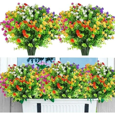 Fleurs Artificielles,12 Bouquets Plantes De Verdure Résistantes Aux UV 3 Fleurs Artificielles,12 Bouquets Plantes De Verdure Résistantes Aux UV