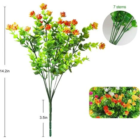 Fleurs Artificielles,12 Bouquets Plantes De Verdure Résistantes Aux UV 6 Fleurs Artificielles,12 Bouquets Plantes De Verdure Résistantes Aux UV – Image 4