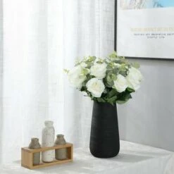 Lot De 12 Roses Artificielles, Deco Fausses Fleurs En Soie Avec Tige Simple De 19,68 Pouces, Fleur Réaliste Pour Fête Jardin En Famille Hôtel Décoration De Mariage -Pas Cher Flore Calme Magasin 91599868 4