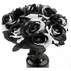 10 Pcs Rose Noire Fleur Artificielle Tige Simple Faux Fleurs De Soie Bouquet De Mariage De Marie, Flore De Fleur Raliste Pour La Maison Garden Party Htel Dcorations De Bureau