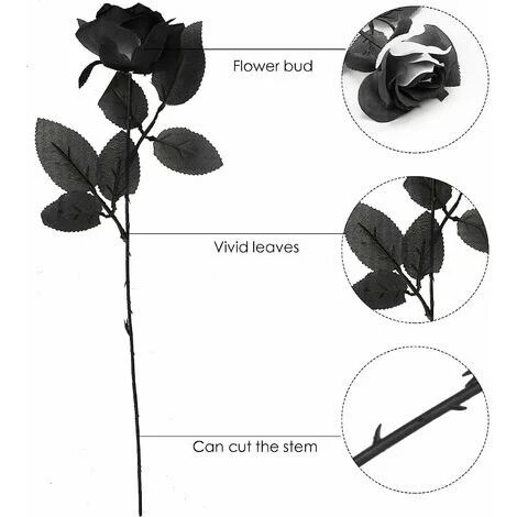 10 Pcs Rose Noire Fleur Artificielle Tige Simple Faux Fleurs De Soie Bouquet De Mariage De Marie, Flore De Fleur Raliste Pour La Maison Garden Party Htel Dcorations De Bureau 6 10 Pcs Rose Noire Fleur Artificielle Tige Simple Faux Fleurs De Soie Bouquet De Mariage De Marie, Flore De Fleur Raliste Pour La Maison Garden Party Htel Dcorations De Bureau – Image 4