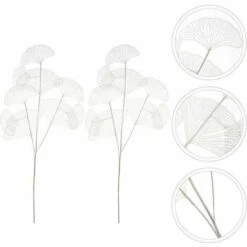 2pcs Feuilles De Ginkgo Artificielles Tiges Feuilles D'automne Vaporisateur Feuilles D'automne Pics Verdure Arbustes Faux Plastique Plantes Tiges Verdure Plante Bouquet Couronne Pics Pour Décor De Vas -Pas Cher Flore Calme Magasin 92924981 5